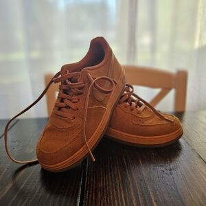 Nike Air Force One Tan Suede Youth Sneakers